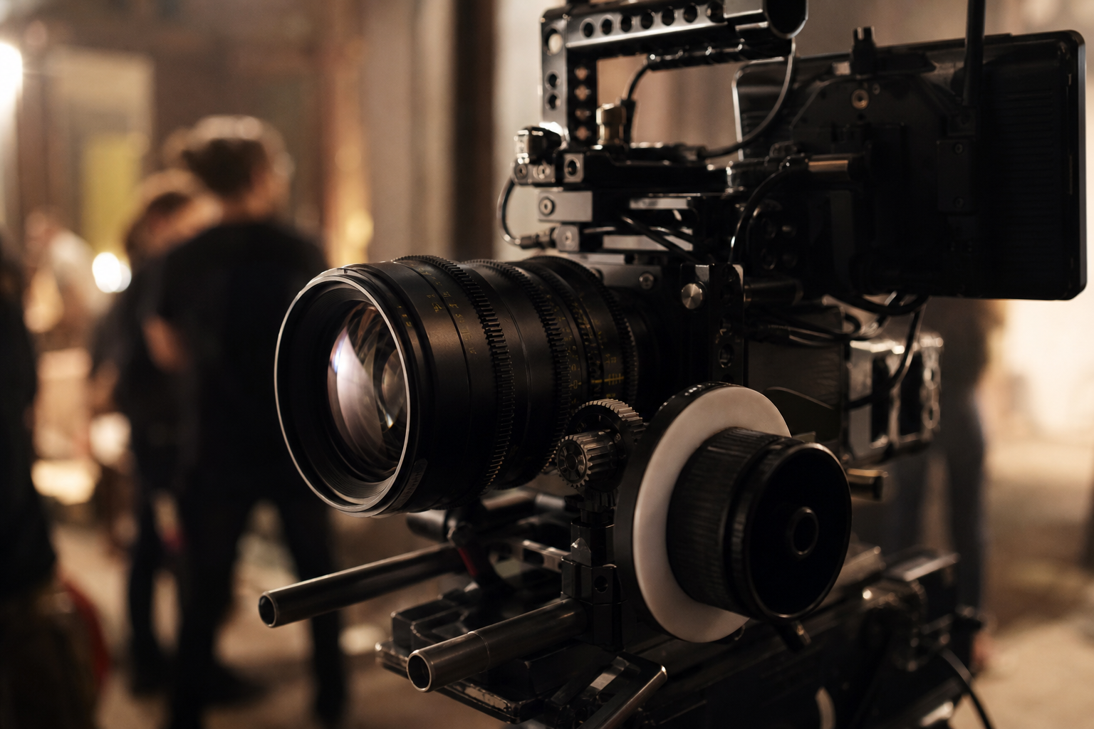 Caméra cinéma avec optique et follow focus utilisée par Cadreur à Angers