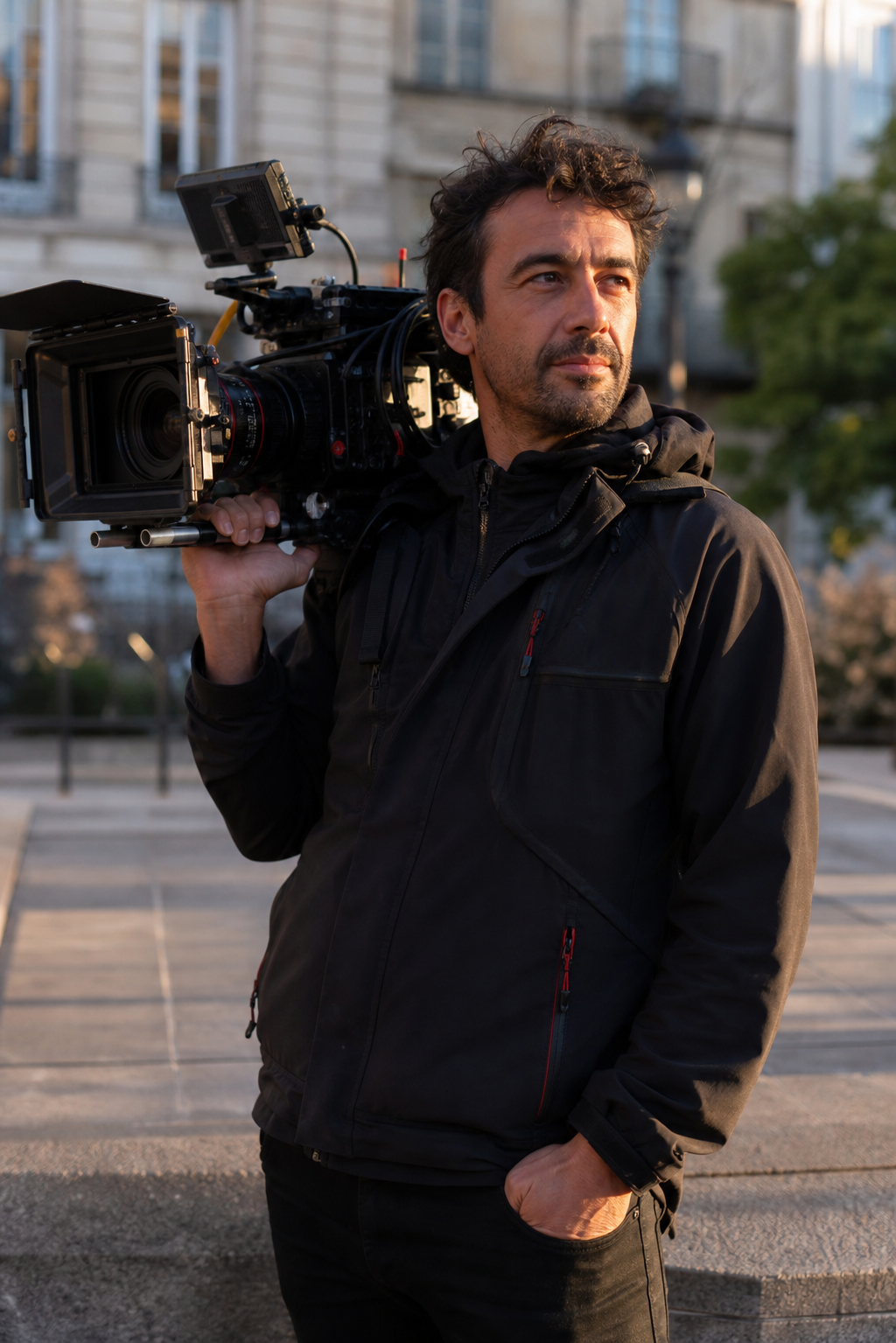 Clément Moreau, opérateur caméra freelance à Angers, avec son rig d'épaule